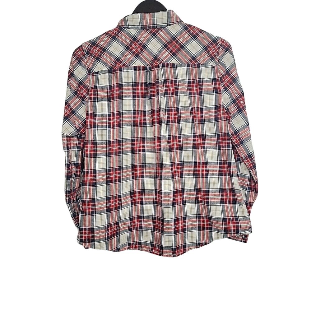 J.Crew‎ Women Red Blue Button-Down Flanned Plaid 100% Cotton Shirt Sz M EUC - Picture 4 of 8